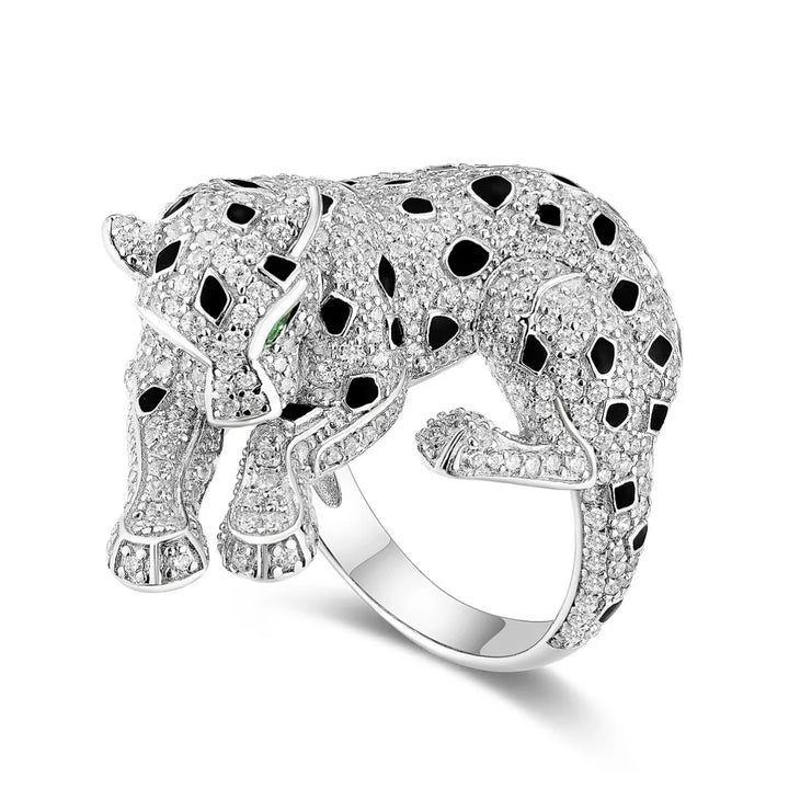 Stunning Panther Shaped Carbon Diamond Ring