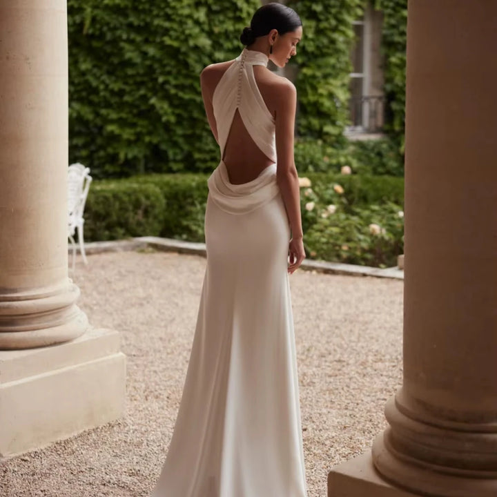 Classy Pleated Organza Bridal Gown