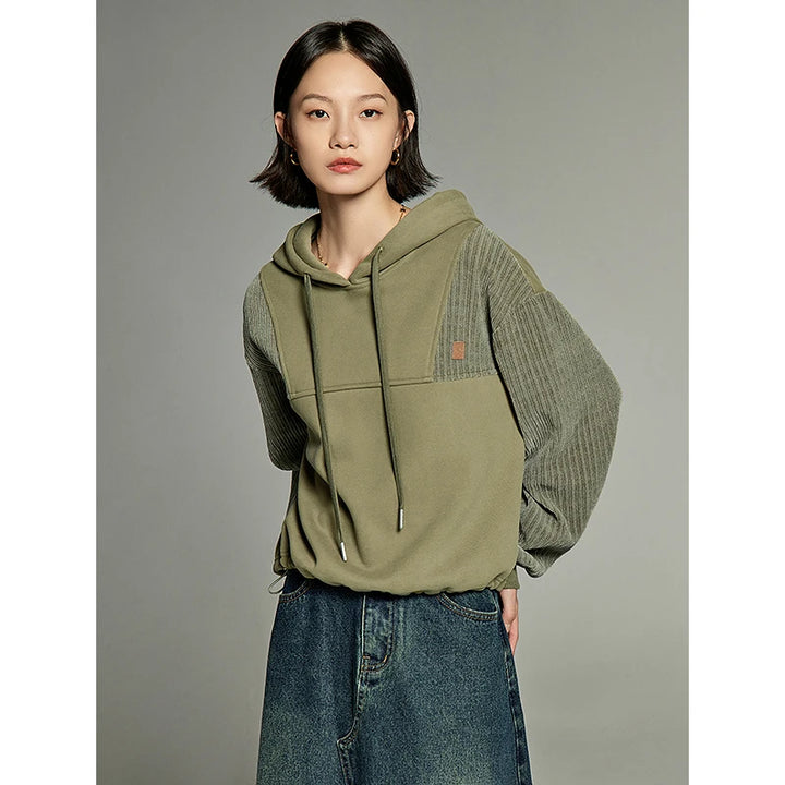 Spliced Loose Fit Pullover Hoodies