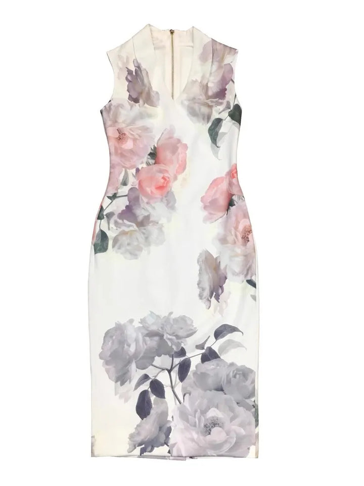 Elegant Floral Print Evening Dress