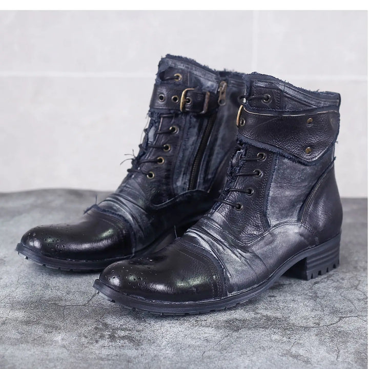 Trendy Cowhide Leather Pointed Toe Chelsea Boots