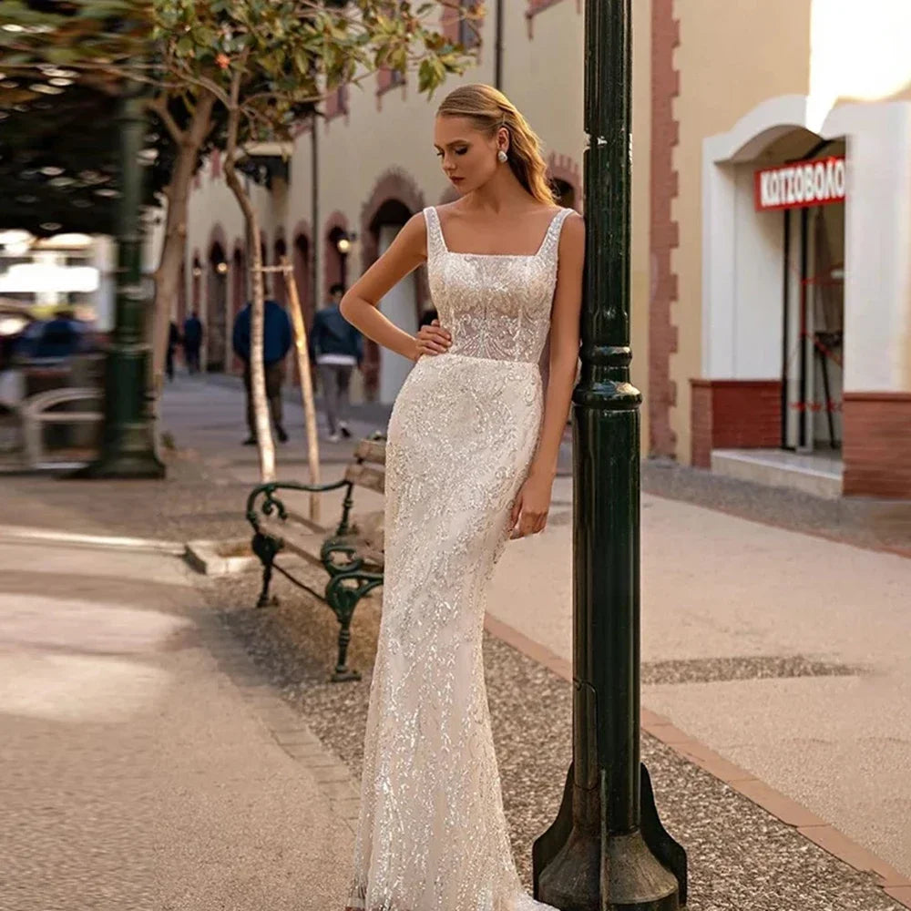 Exquisite Square Collar Wedding Dress