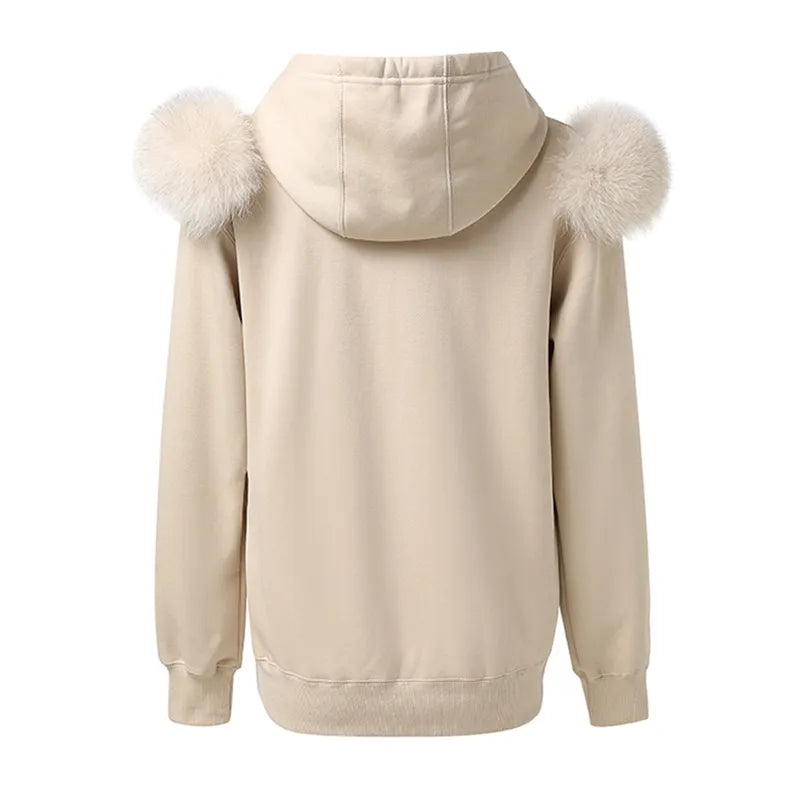 Fleece Hooded Women's Pullover Jacket