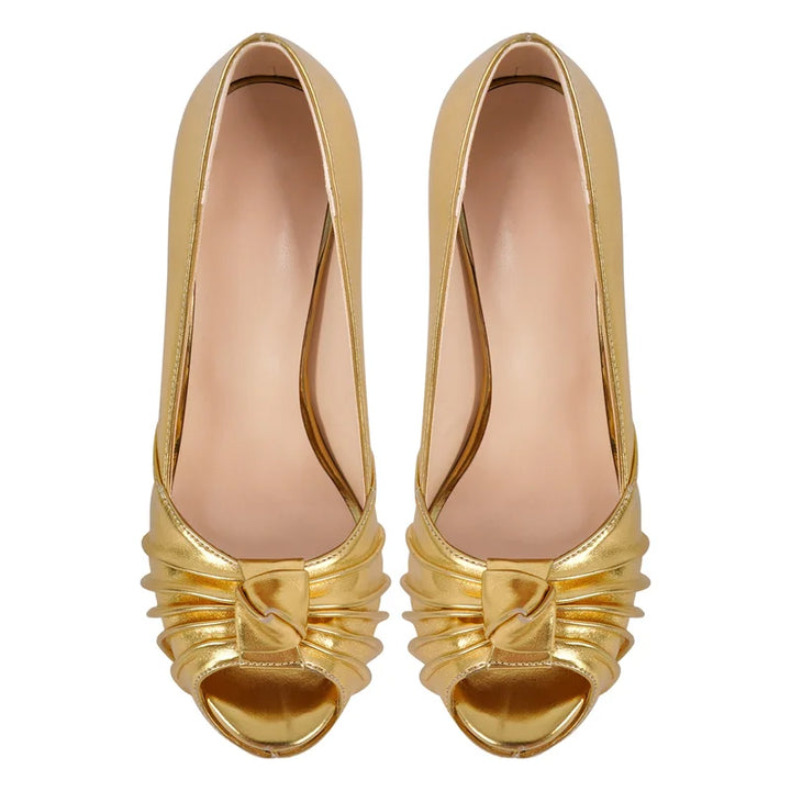 Glamorous Knot Bow Platform Pumps