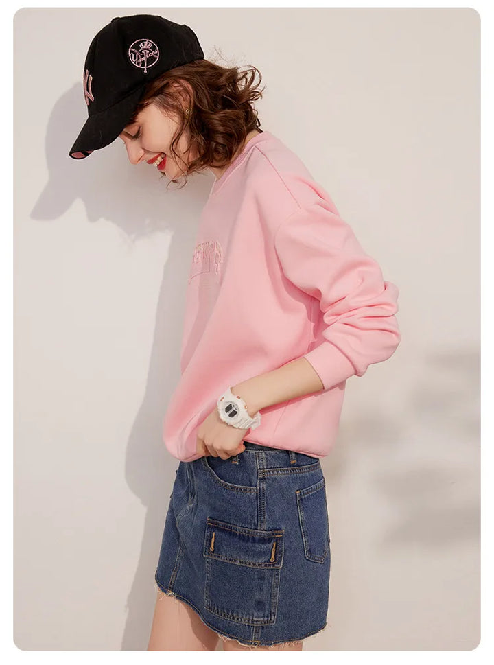 Embroider Letter Loose Casual Sweatshirt