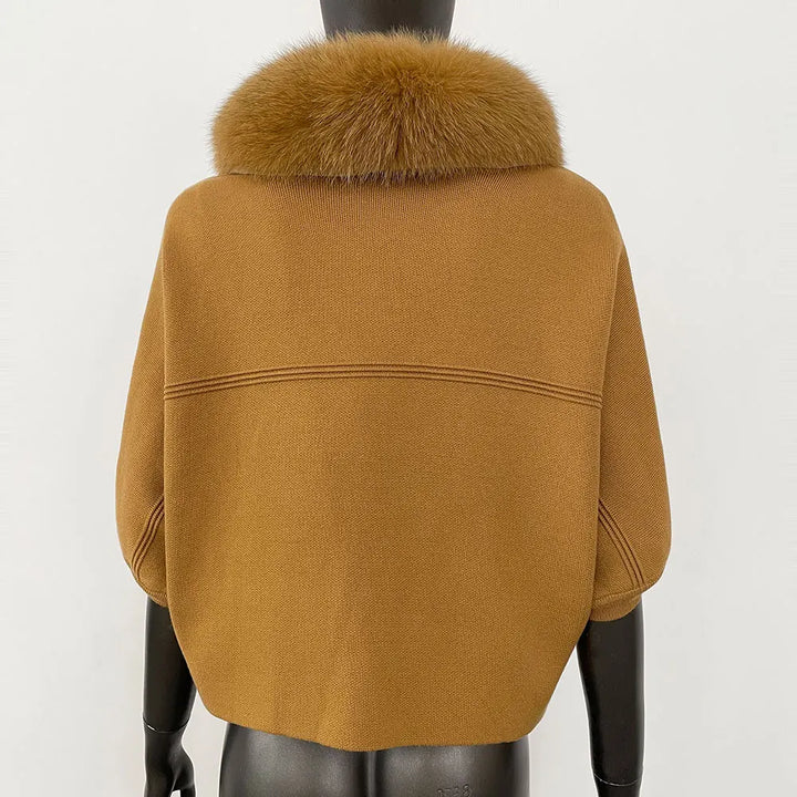 Luxury Fur Collar Knitted Coat