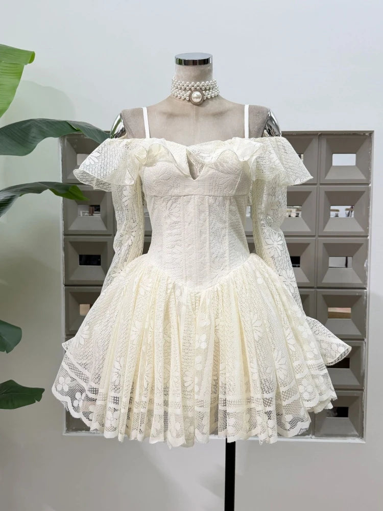 Sweet Off Shoulder Ruffle Mini Dress