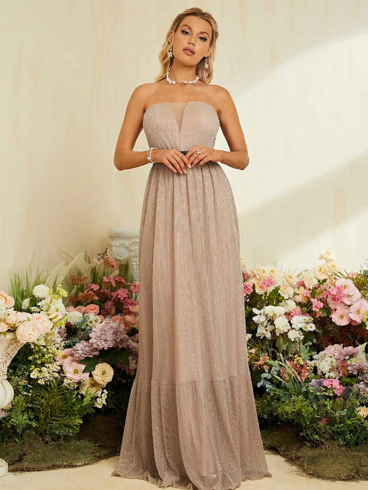 Stunning Bust Pleated Ribbon Dress