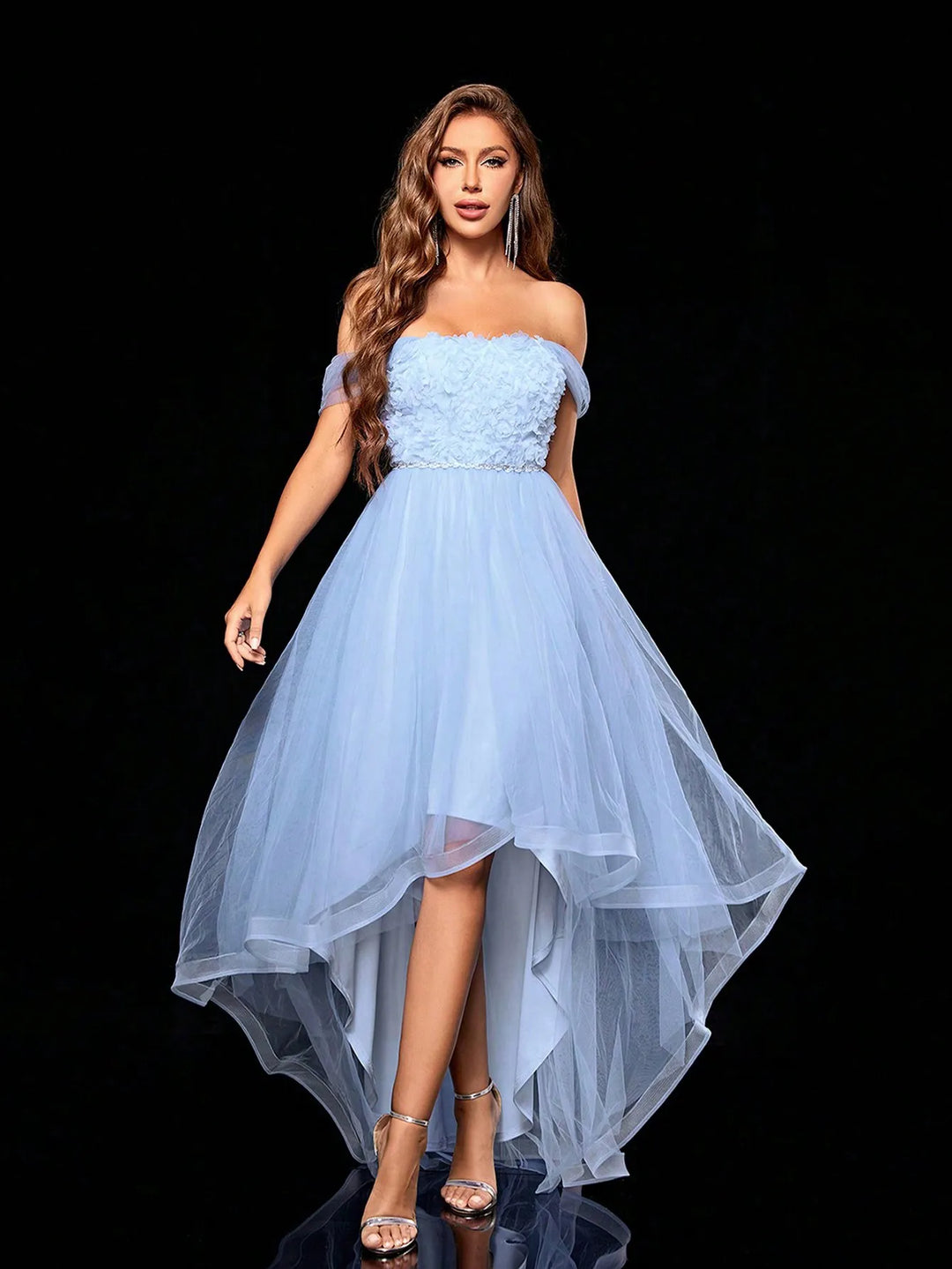 Graceful Double-layer Mesh Swing Dress