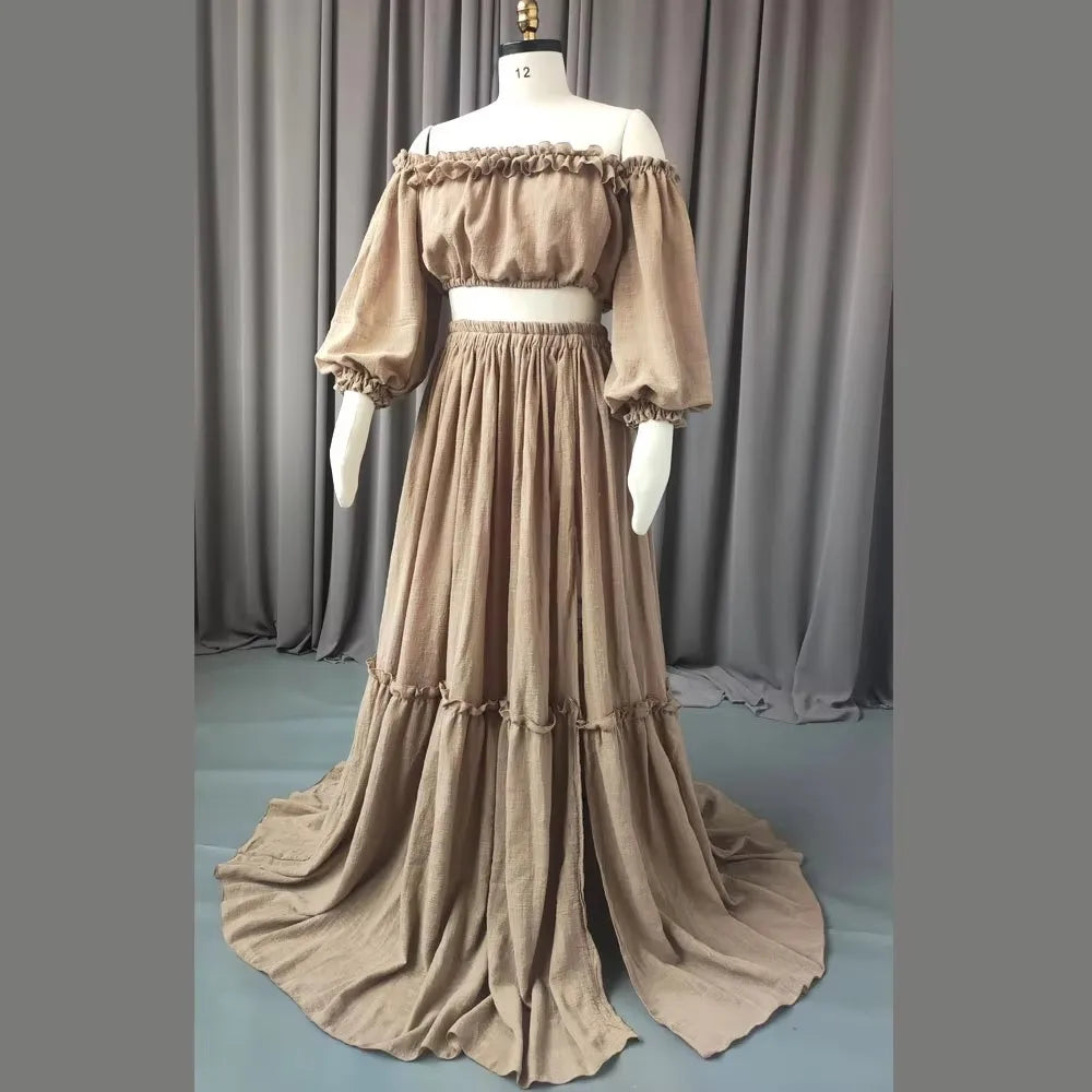 Refined 2PCs Maternity Dress
