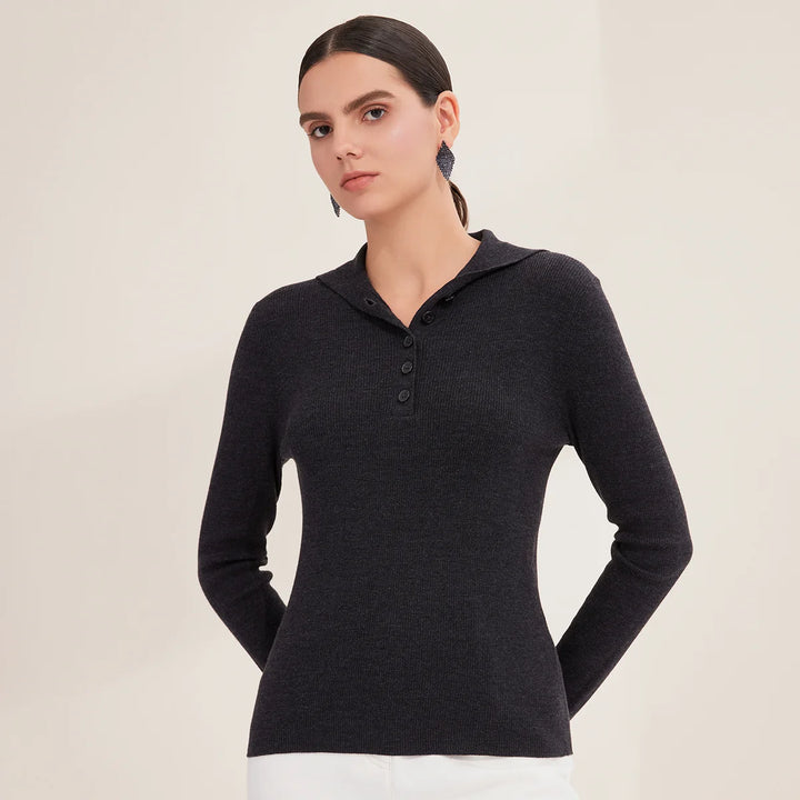 Lovely Merino Wool Polo Sweater