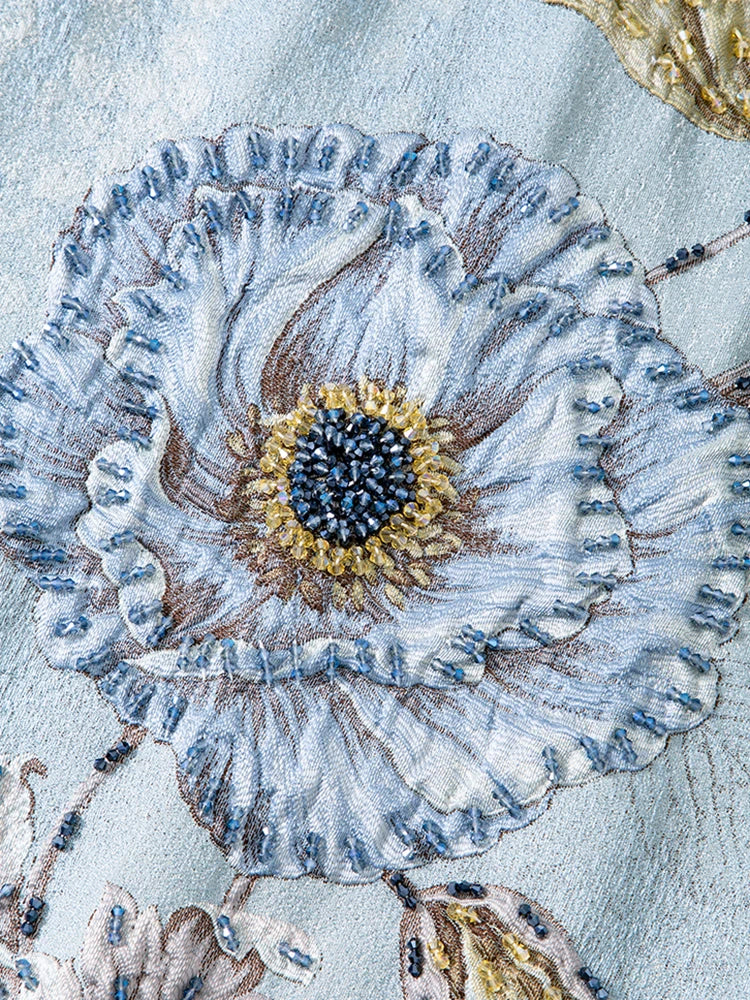 Luxury 3D-Beaded Floral Embroidery Dress