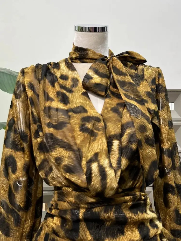 Regal Leopard Printed Mini Dress