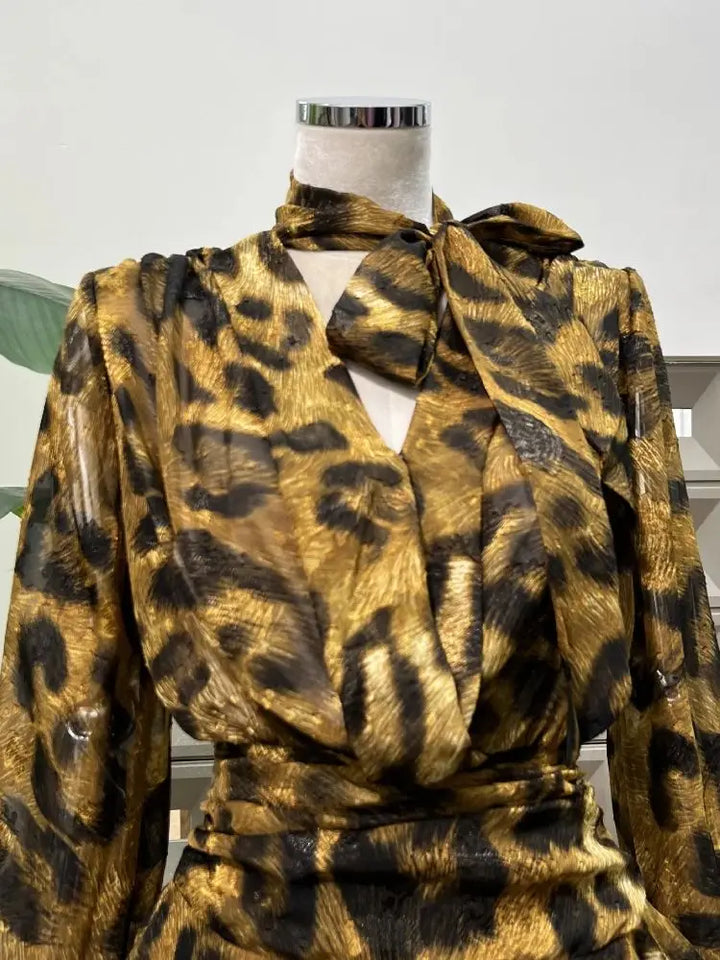 Regal Leopard Printed Mini Dress