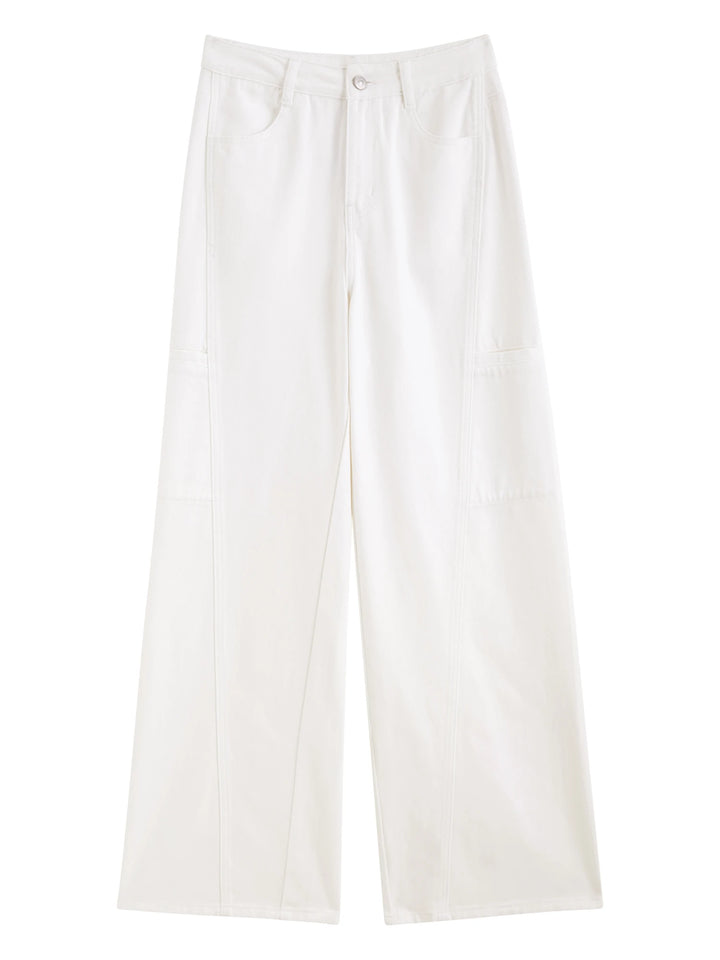 Pantalon cargo blanc élégant et ample pour femme