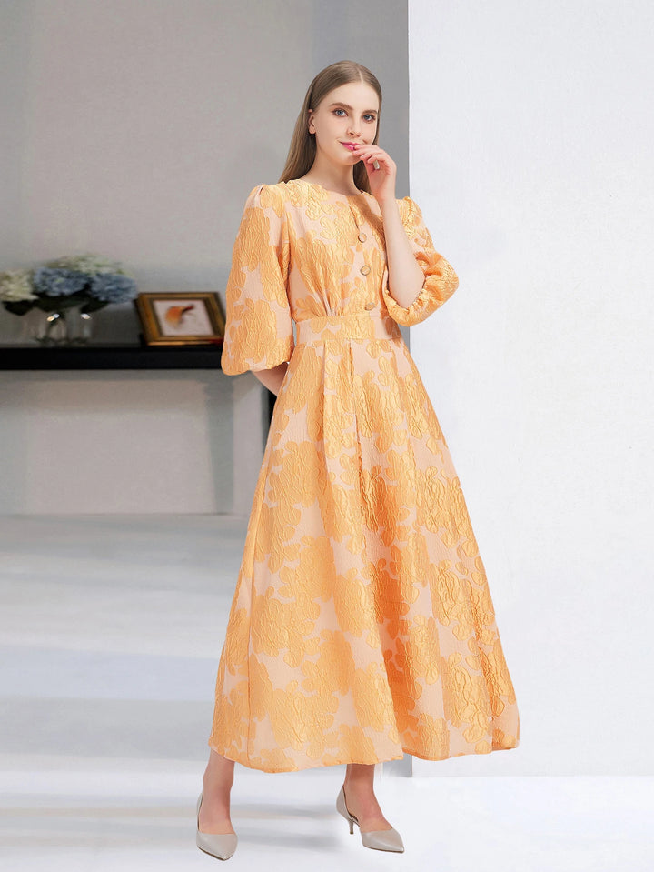 Classic Organza Puff Sleeve Party Gown