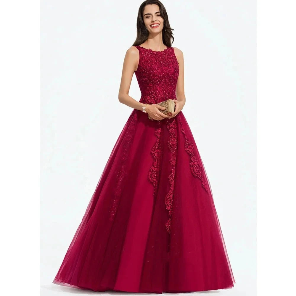 Elegant A-Line Formal Beading Gown