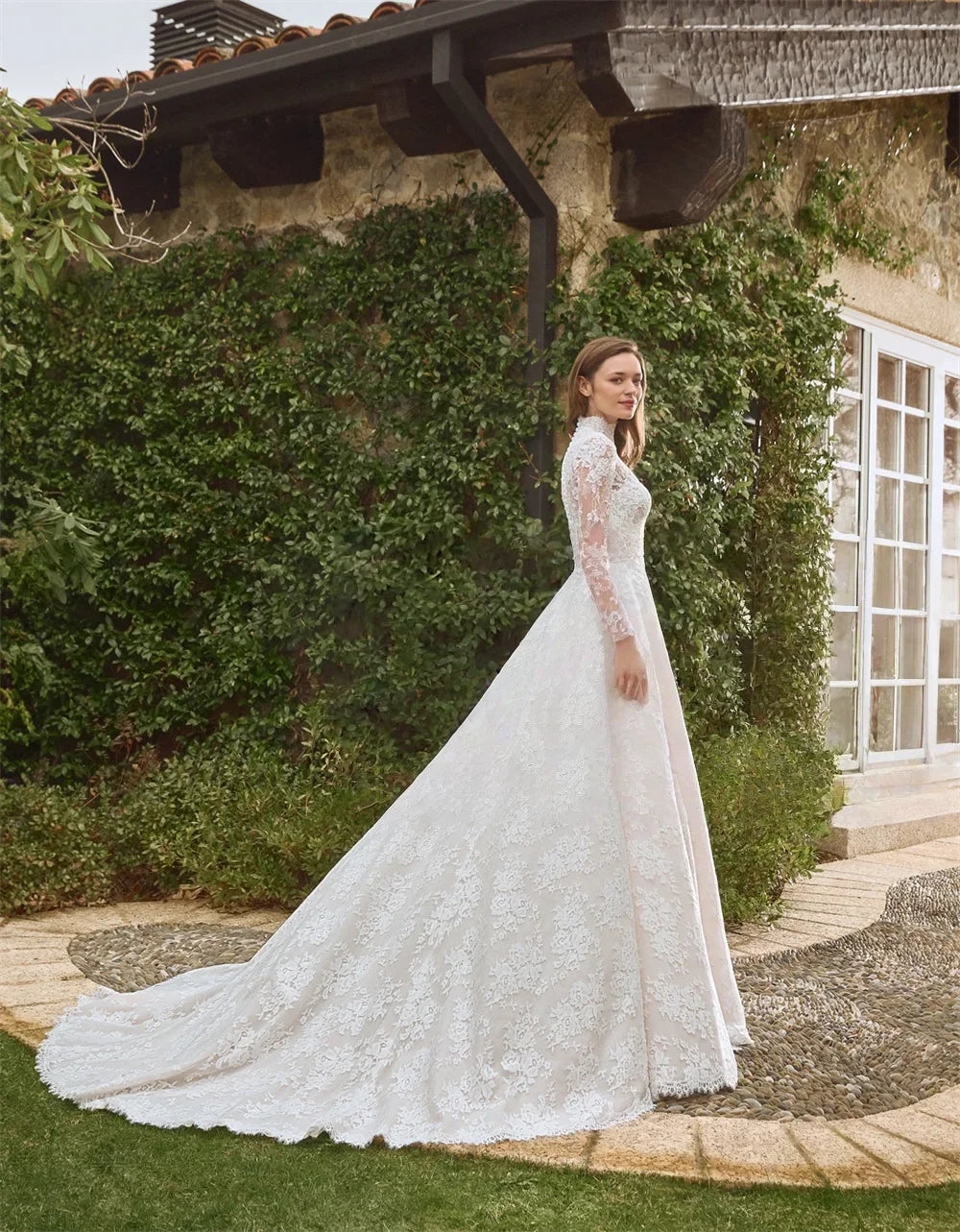 Exquisite Royal High Neck Bridal Dress