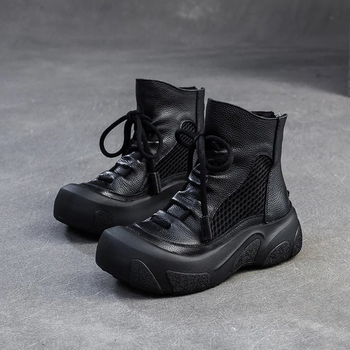Stylish Hollow-Out Real Leather Boots