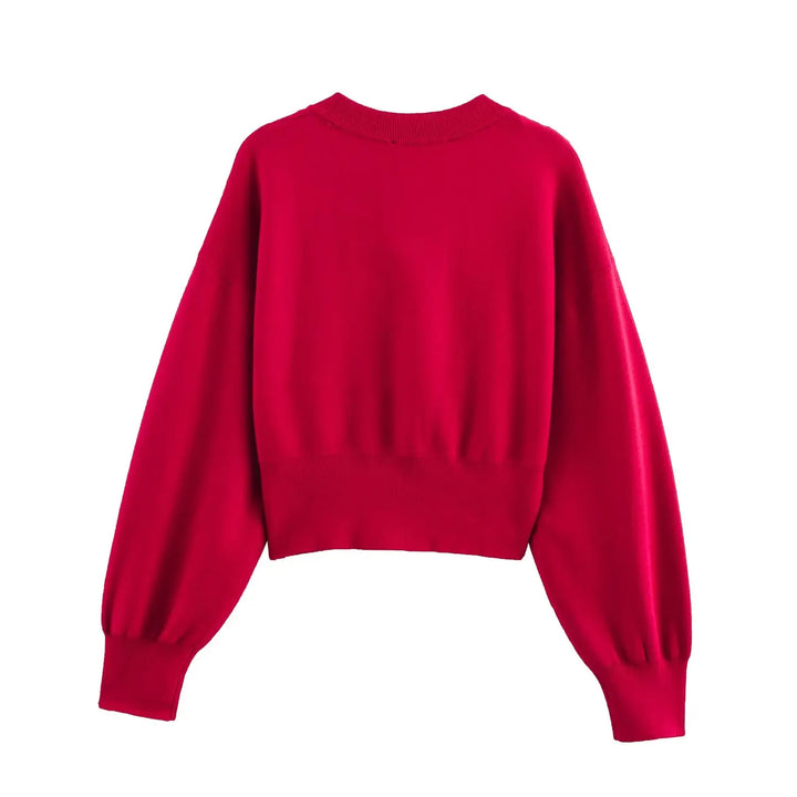 Smart Ribbed Cuffs Cropped Cardigan