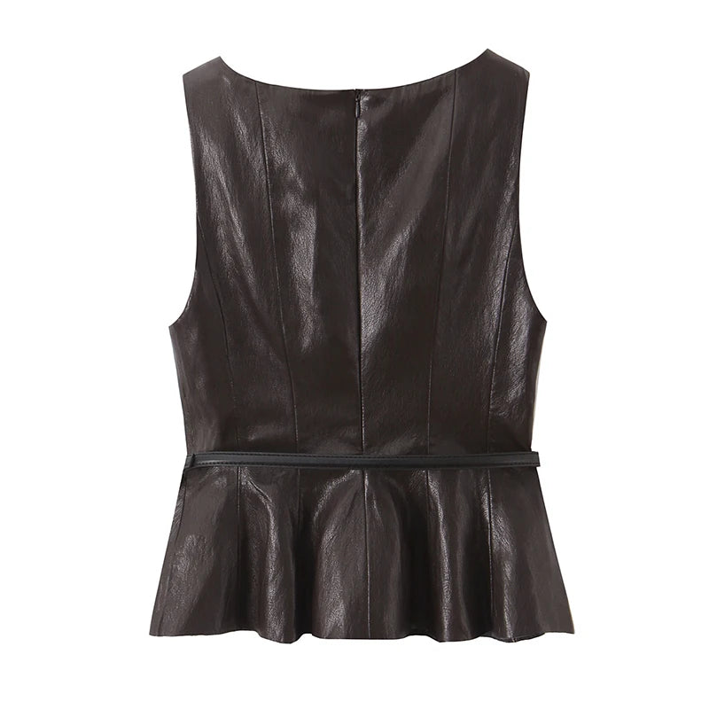 Trendy O Neck Belted Vest