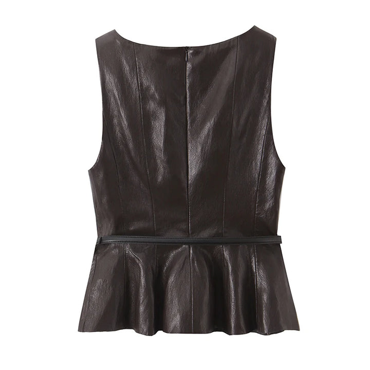 Trendy O Neck Belted Vest