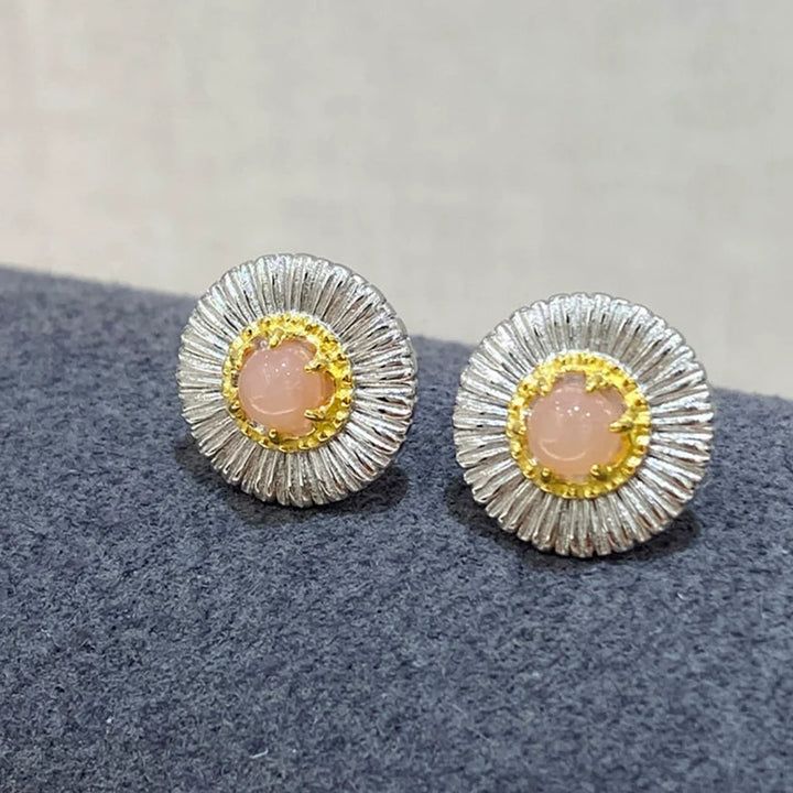 Lovely Opel Turquoise Flower Stud Earrings