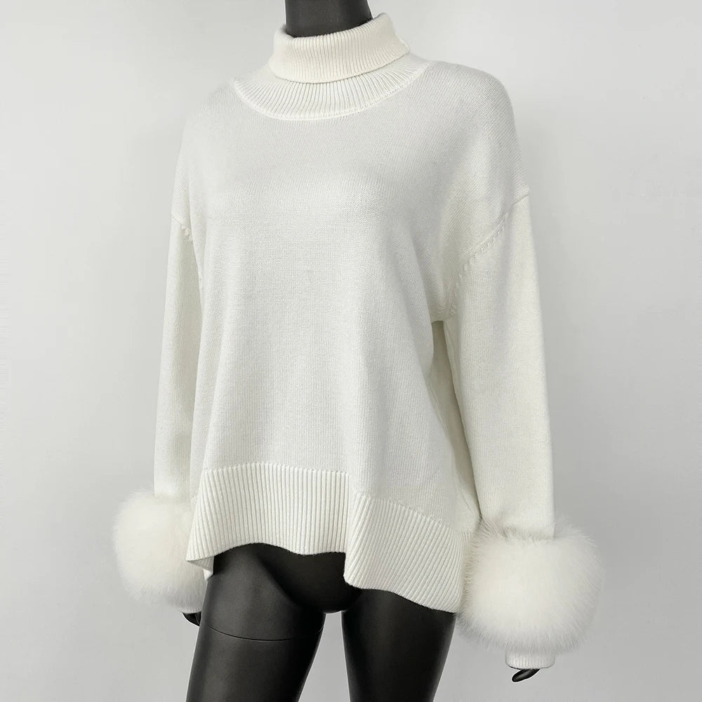 Stylish Standup Collar Loose Knitted Jumper