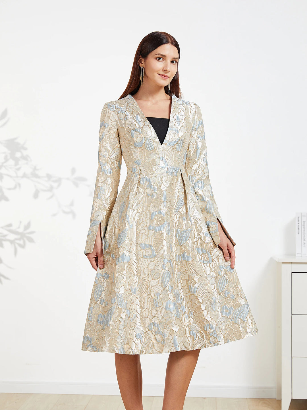 High-End Embroidered Midi Dress