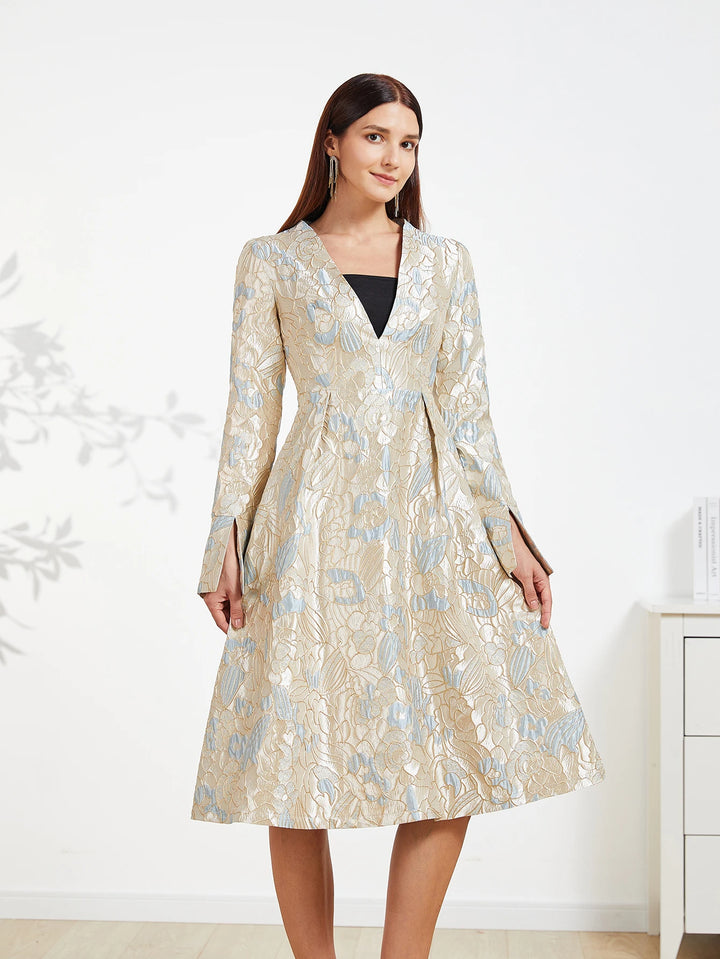 High-End Embroidered Midi Dress