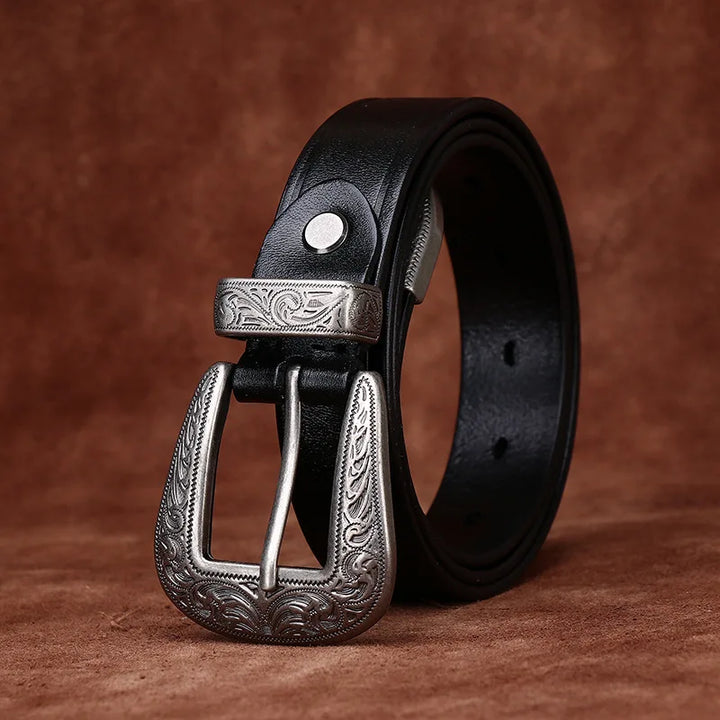 Refined Embossed Crafted Leather Belt