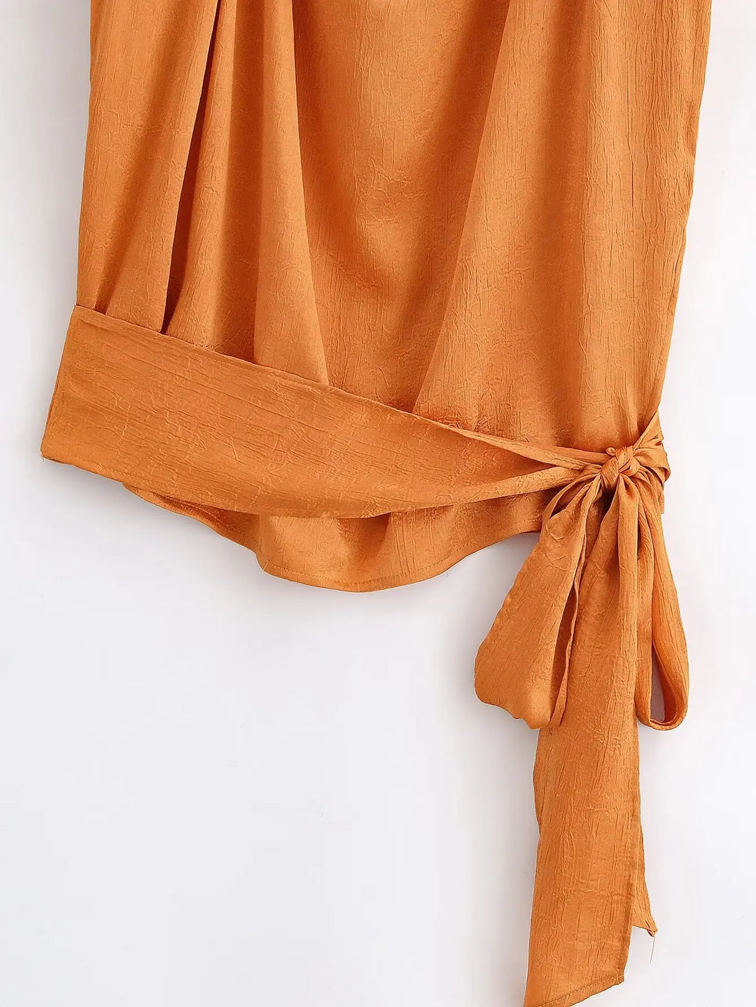Fashionable Crossover Tie-Hem Blouse