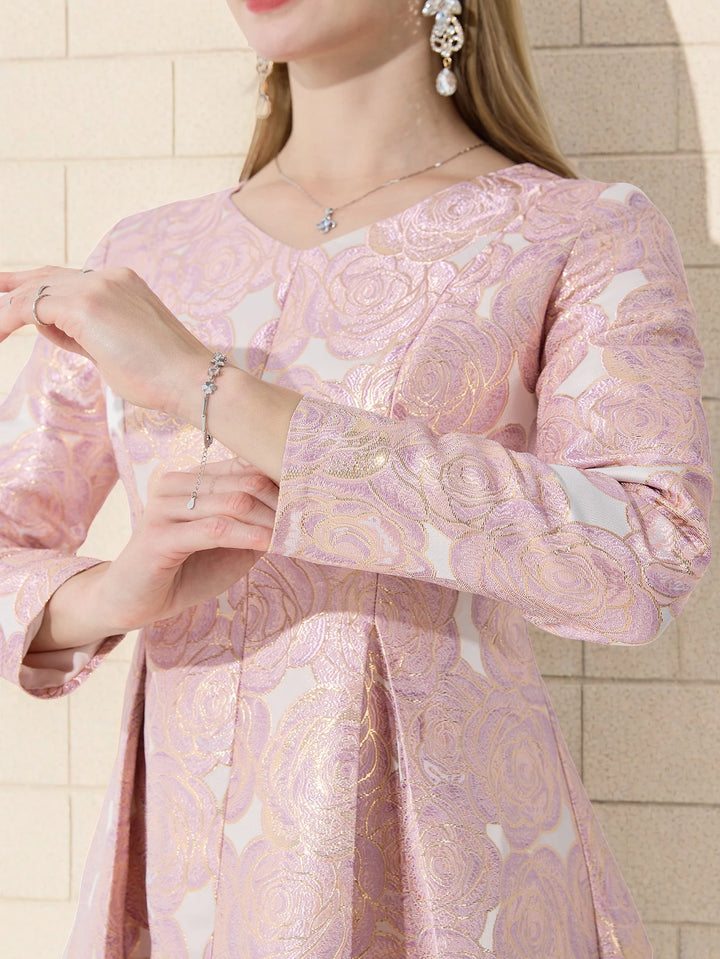 Vintage Jacquard Floral Maxi Dress