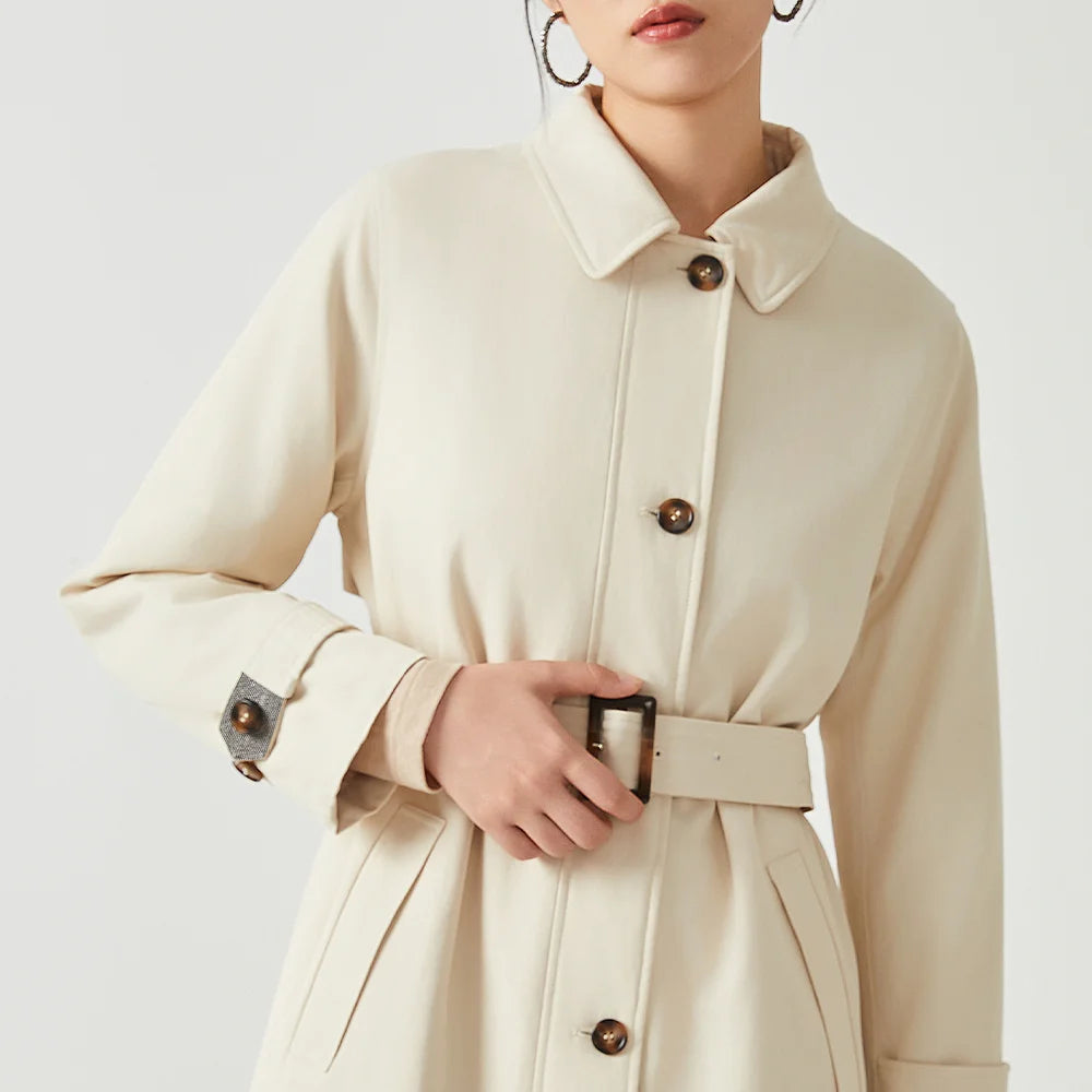 Stylish Cotton Blend Long Trench Coat