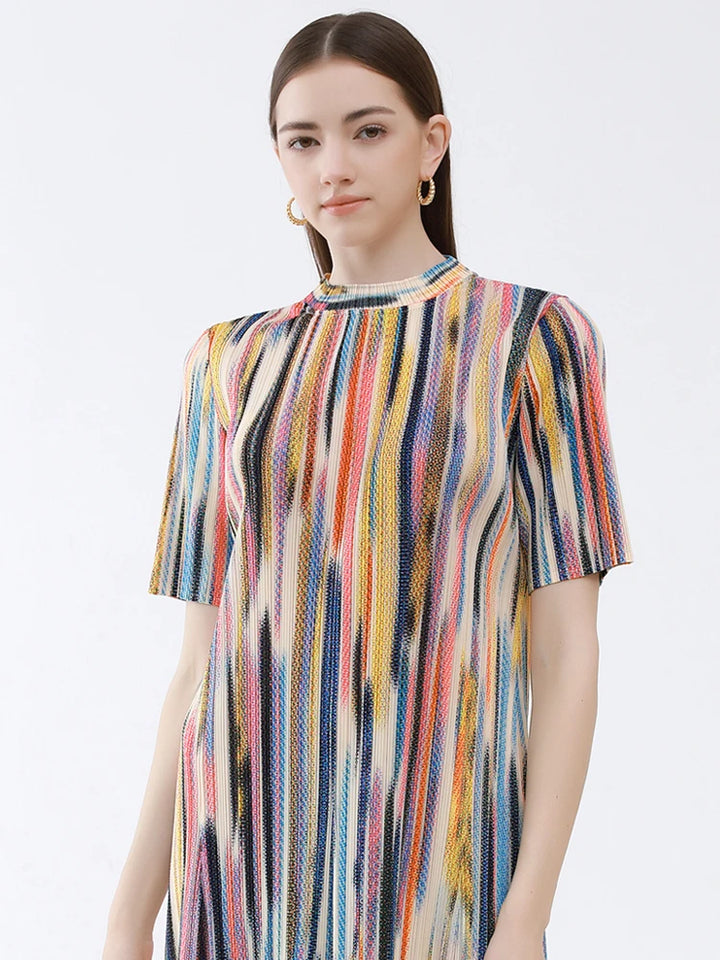 Half High Collar Pleated Dress