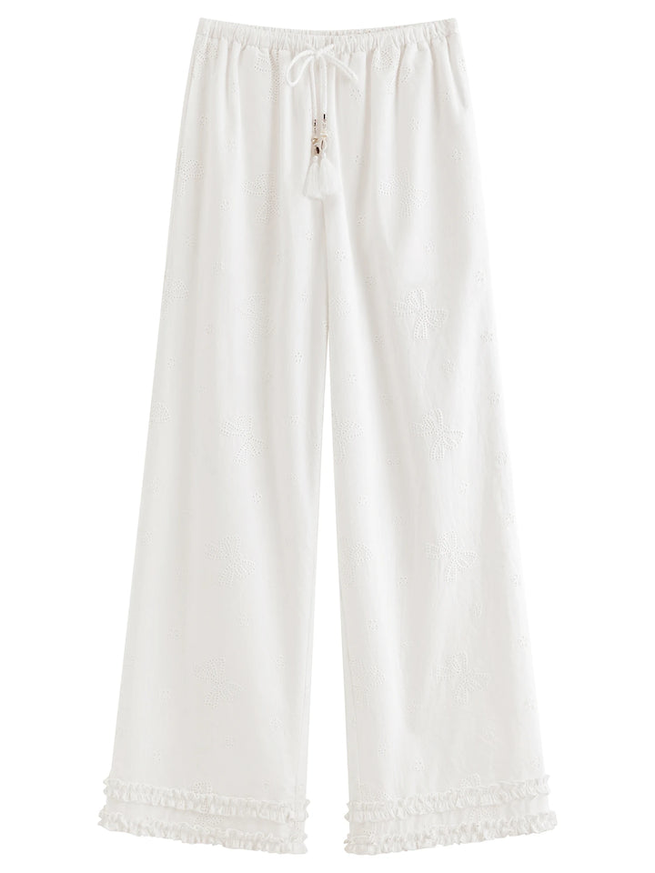 Stunning Wide Leg Cotton Lace Pants