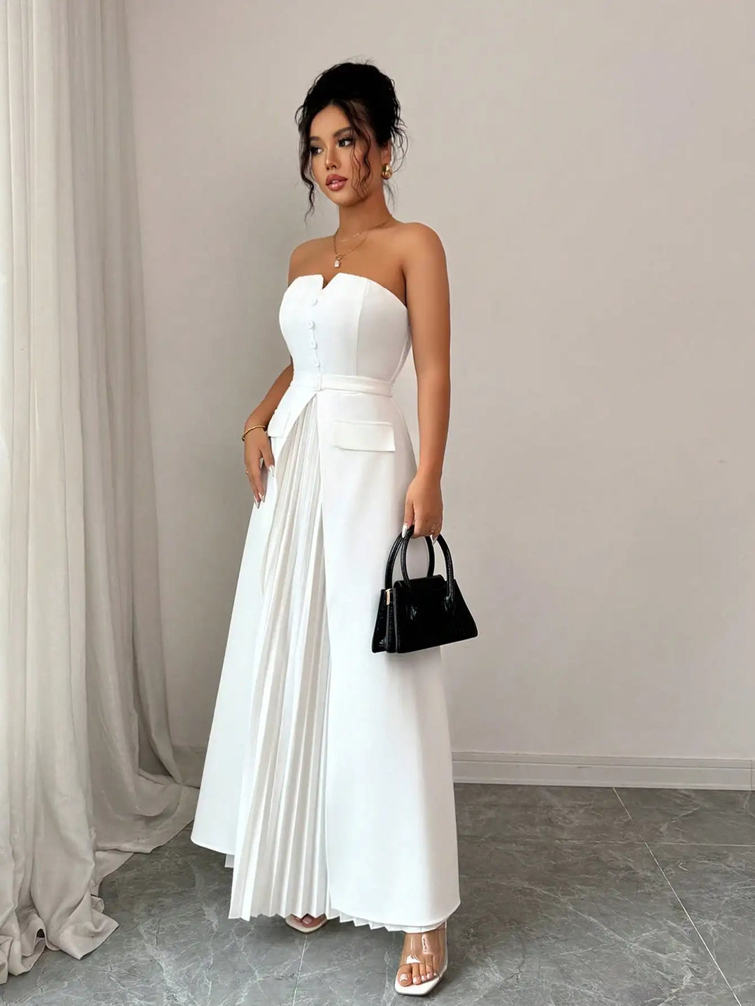 Stylish Waist Pleated Formal Dress