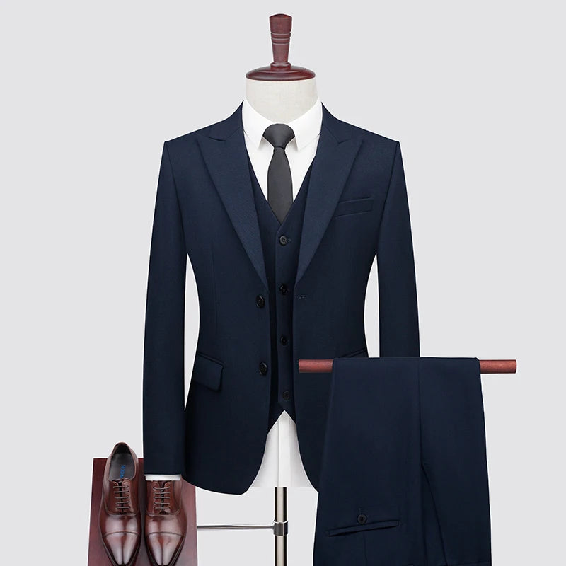 High-End Three-Piece Business Wool Suit