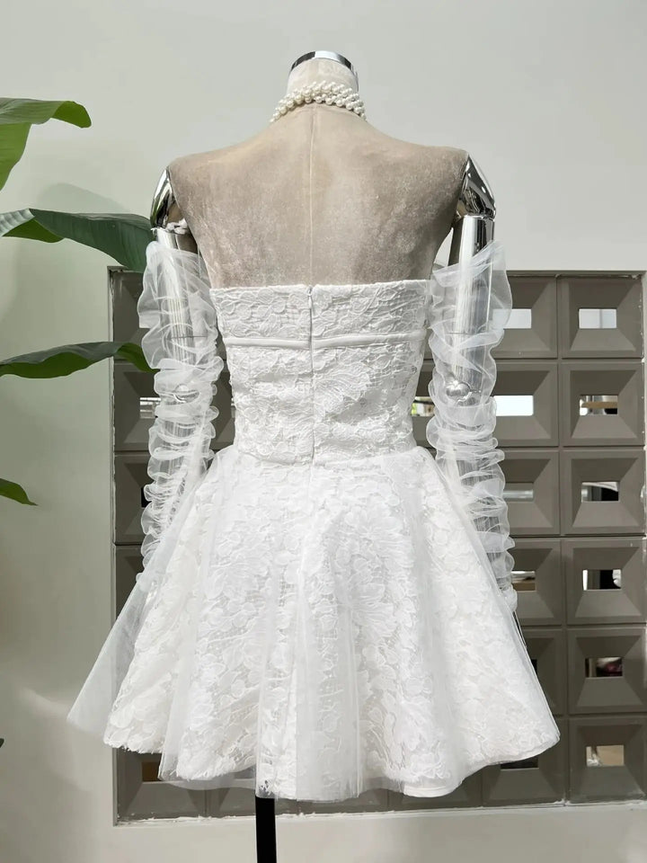 Elegant Waist Define Mini Party Dress