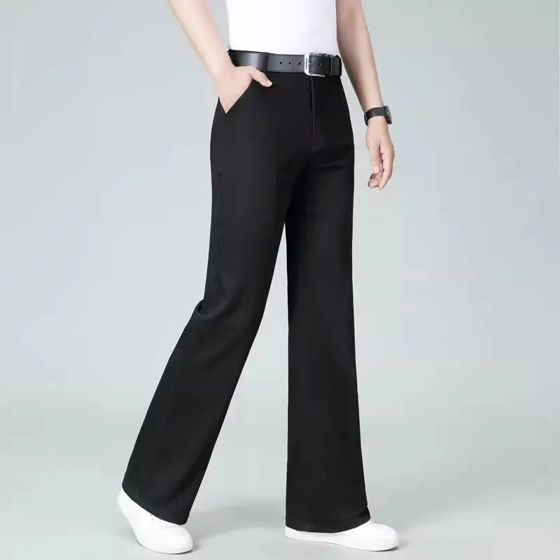 High Waisted Elastic Straight Casual Pants