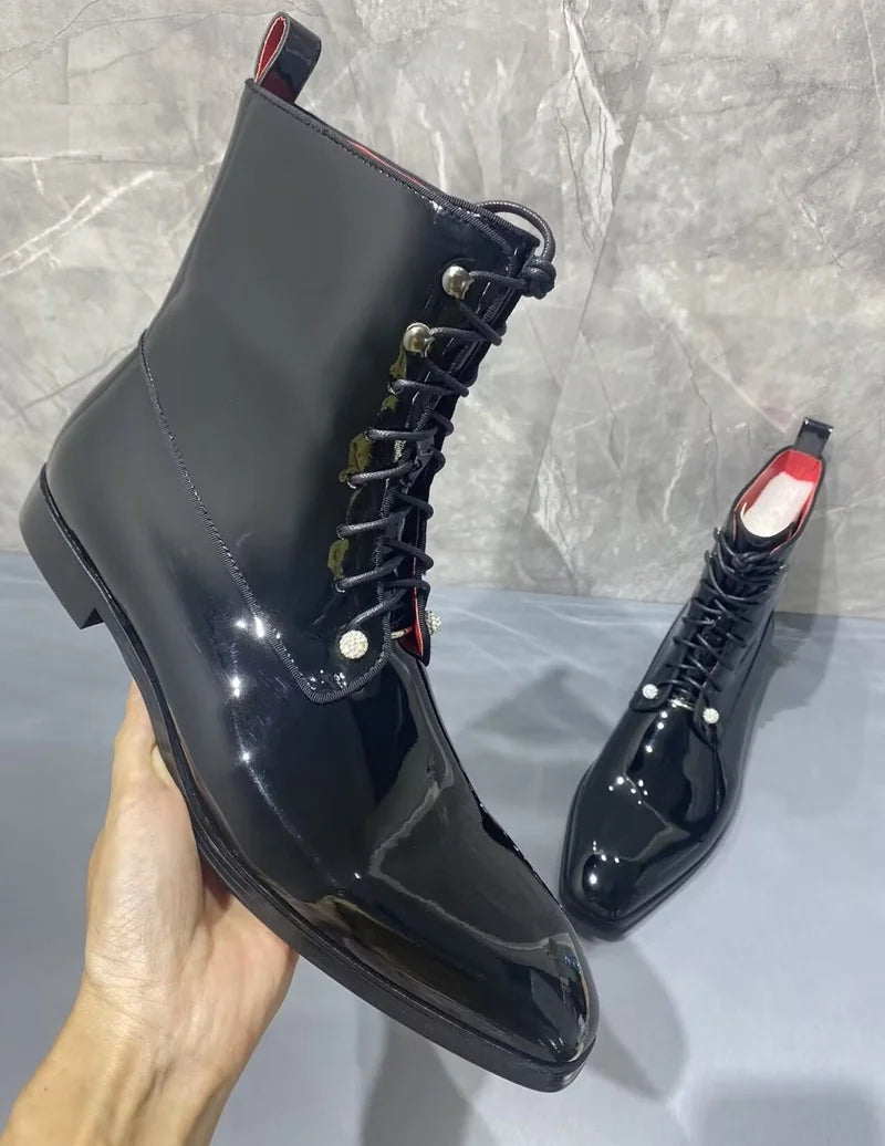 British Patent Leather Ankle Boots