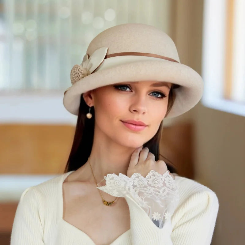 Elegant French Rolled Brim Wool Hat