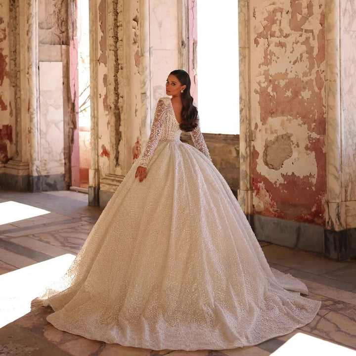 Modest Graceful Long Sleeves Bridal Dress