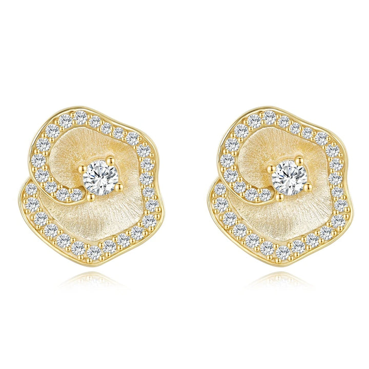 Elegant Diamond Flower Stud Earrings