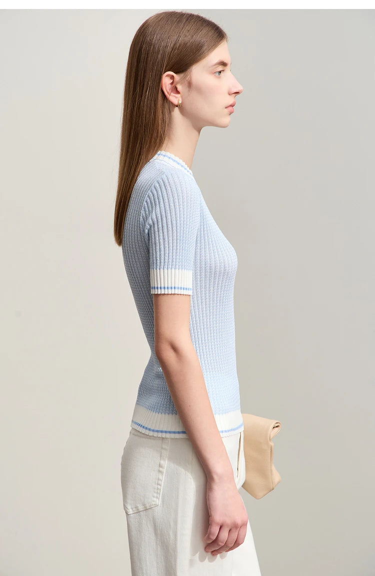 Short-sleeved Wool Slim Sweater