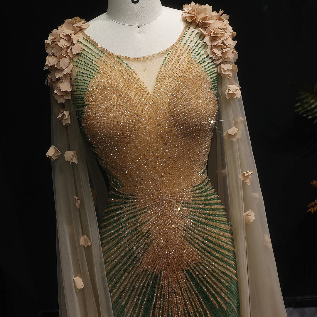 Richness Of Arabic Cape Sleeves Evening Dress