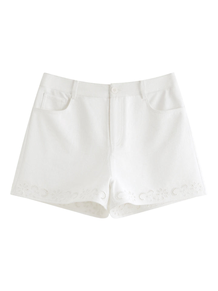 Luxury Hollow Out High-Waisted Shorts