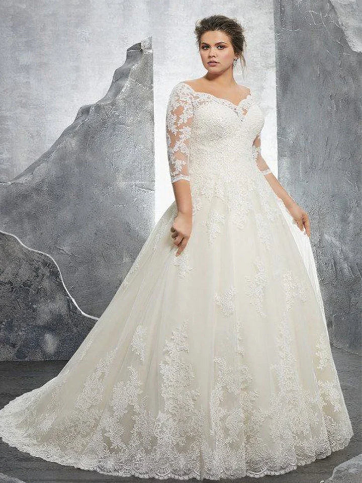 Regal A-Line Lace Applique Wedding Dress