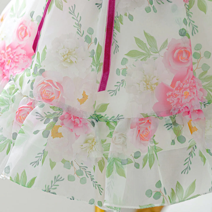 Elegant Printed Flower Toddler Girl&