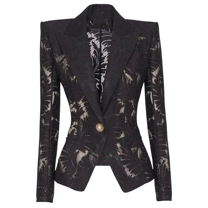 Alluring Embroidered Mesh Blazer